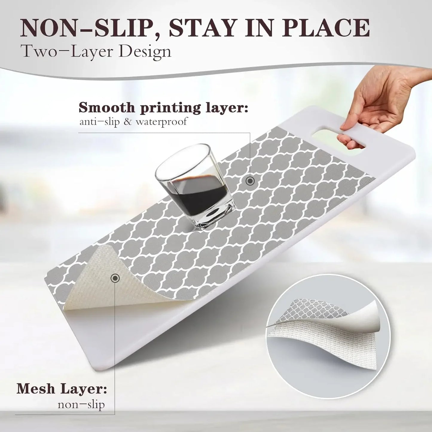 Tejesa 30x130CM Non-Adhesive Kitchen Cabinets Shelf Liner Non-slip Waterproof Drawer Liners for Cupboard Dresser Bathroom Kitchen