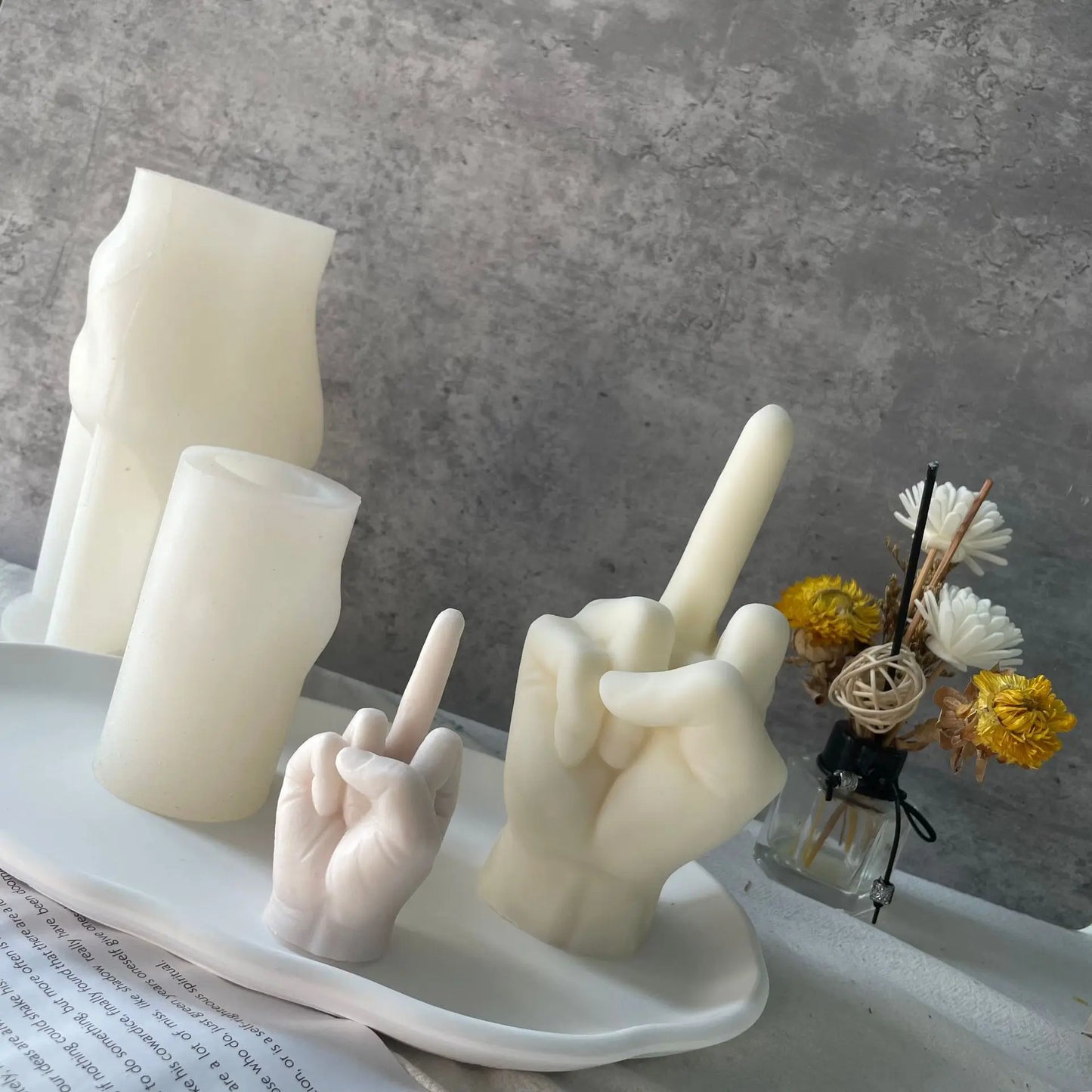 Gesture Candle Mold Erect Middle Finger Up DIY  Accessories Middle Finger Cake Silicone Mould Candle Making Molds