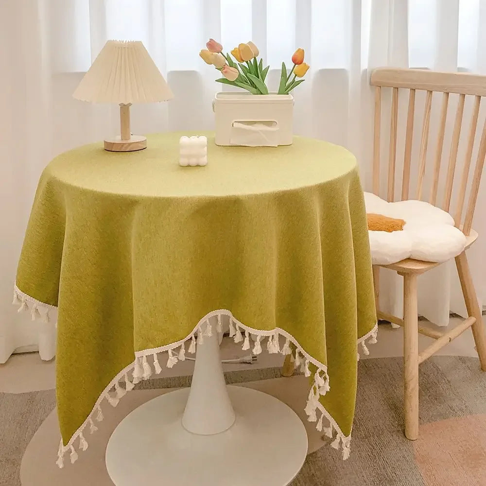 Tassel Tablecloth Kitchen Table Runner Camping Mat Tea Table Cover Wedding Dining Room Decoration 14 Colors