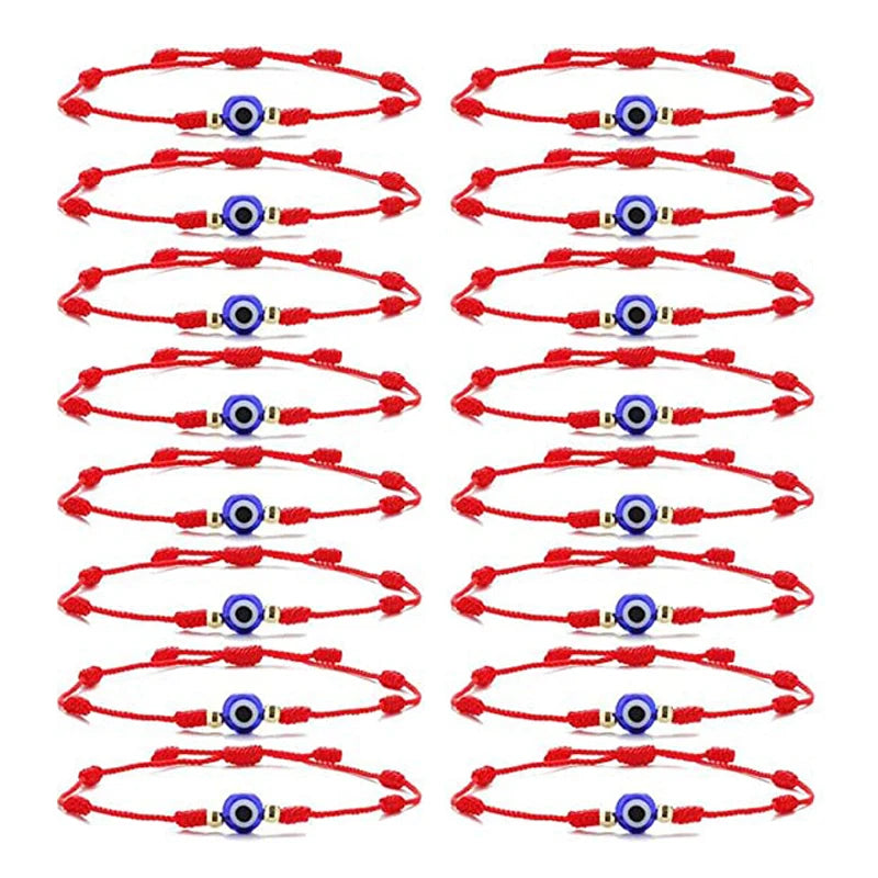 12pcs Blue Evil Eye Red Bracelet Women Men 7 Knot Lucky Handmade Braided String Adjustable Friendship Couple Bracelet Jewelry