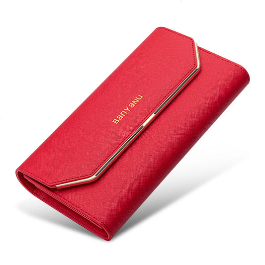 Fashion Ladies Genuine Leather Wallet RFID Long Clutch Purse for Women Multi Card Holder Triple Fold Skin Phone Money Clip 2023