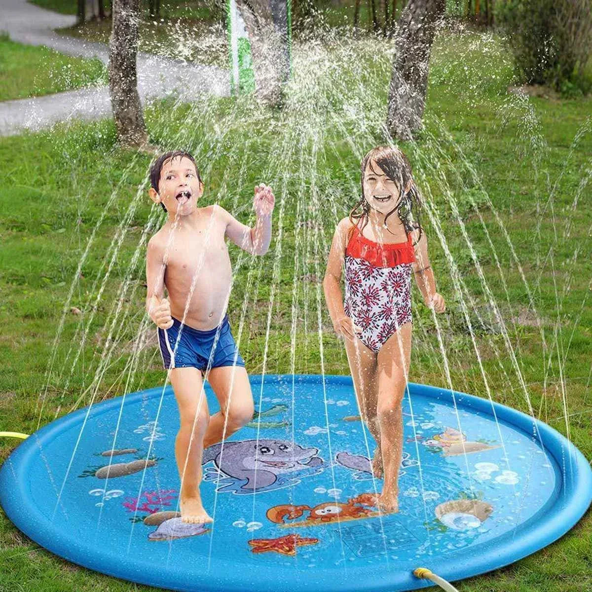 Tejesa Children Water Spray Pad Outdoor Funny Toys Children Inflatable Round Water Splash Play Pools Playing Sprinkler Mat Yard Summer