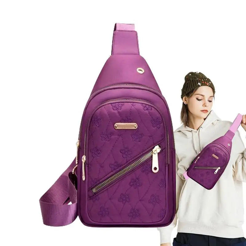 Hemasa Womens Sling Bags Crossbody Crossbody Bag Chest Bag Waterproof Oxford Cloth Crossbody Purse With Earphone Hole Sling Bag Daypack