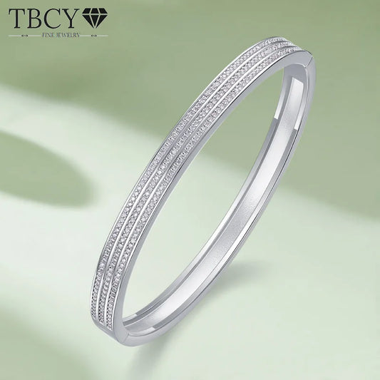 TBCYD D Color Moissanite Bangle Bracelets For Women S925 Silver Full Diamond Sparkling Wedding Fine Jewelry Gifts Wholesales