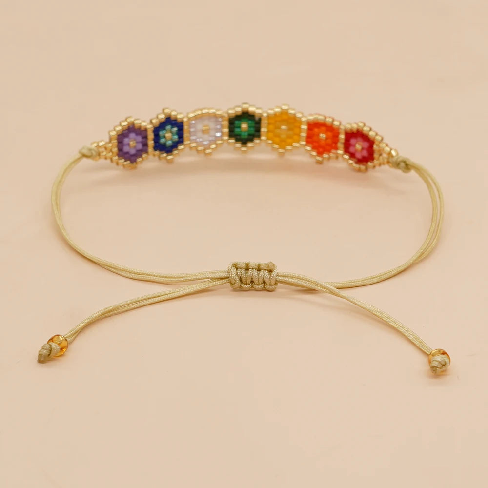 Go2boho Rainbow Colorful Evil Eye Beaded Bracelets For Women Miyuki Beads Handmade Woven Bracelet Boho Fashion 2023 New In