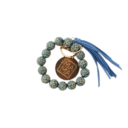 Hemasa Silicon Beads MAMA Monogram Wood Blank Wooden Disc Bracelet Tassel Keychain Wristlet Gift for Her Key Ring