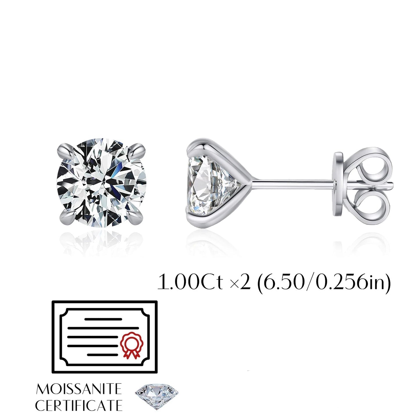 Tejesa D Color 1CT Moissanite Stud Earrings 925 Sterling Silver Wedding Engagement Lab Created Diamond Jewelry For Women Gift