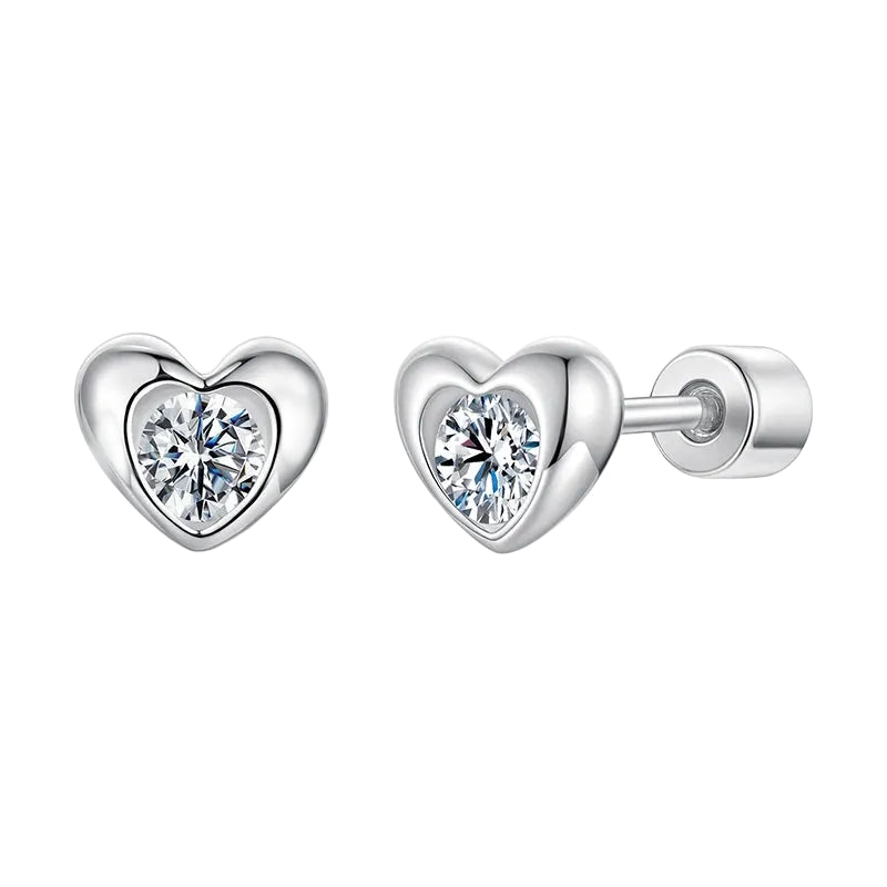 Tejesa Classic Heart Moissanite Screw-back Earring  for Women