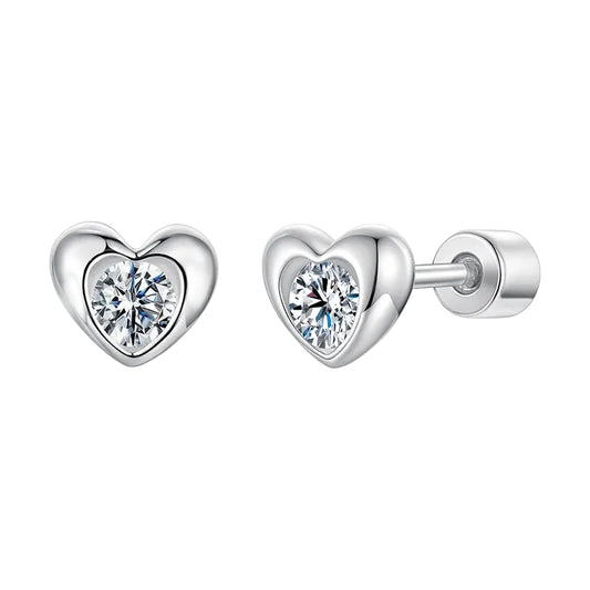 Tejesa Classic Heart Moissanite Screw-back Earring  for Women