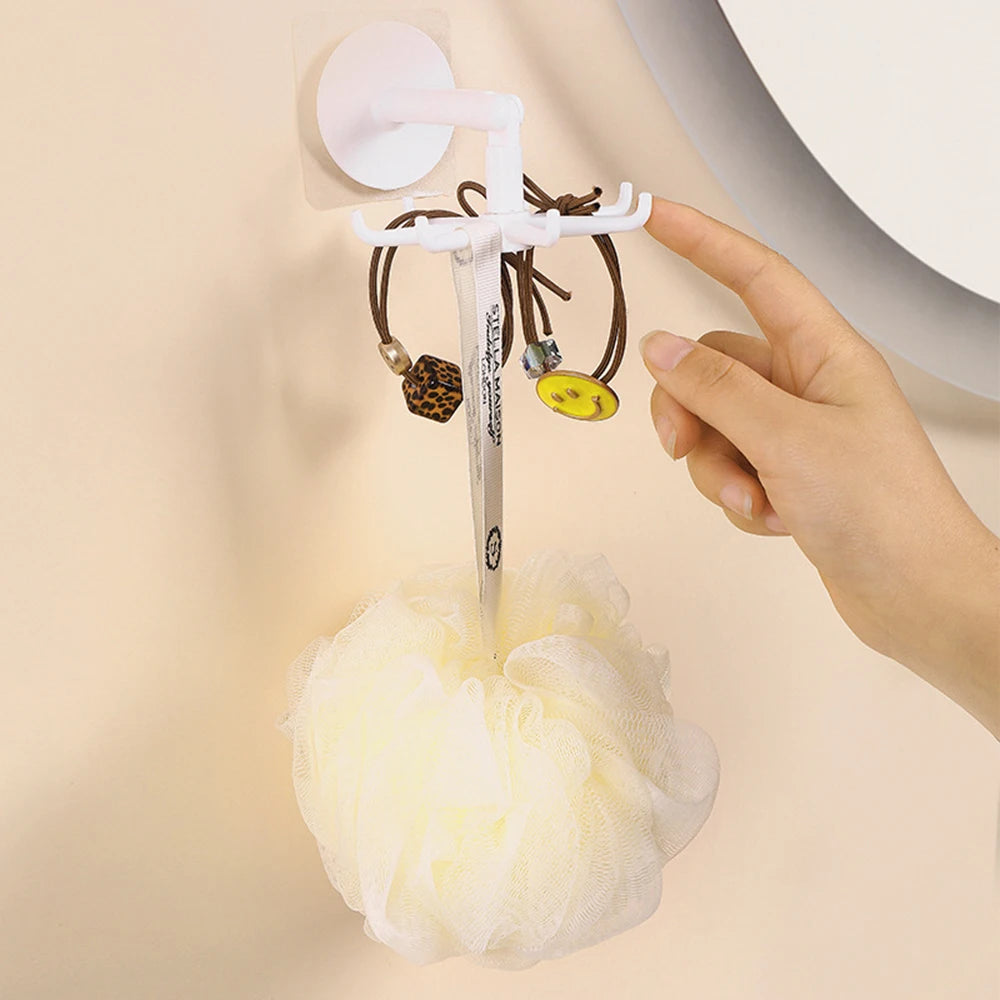 Hemasa 1PC Multifunctional 7 Hook Kitchen Storage Bathroom 360 Degree Traceless