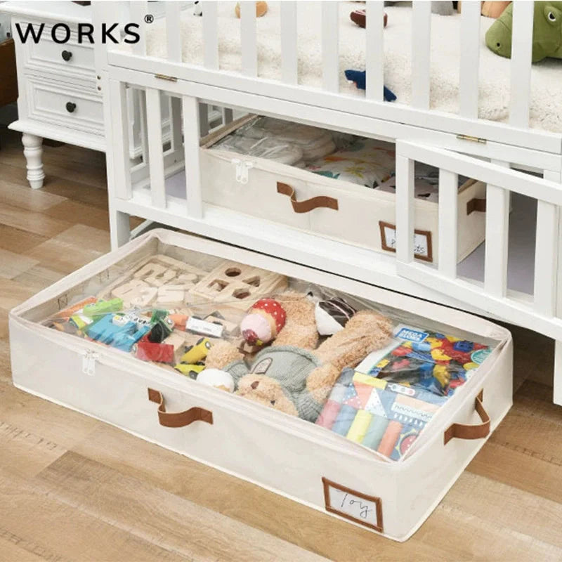 Foldable Under Bed Storage Containers with Clear Window Underbed Toy Organizers Clothing Storage Bags Closet Storage Bins