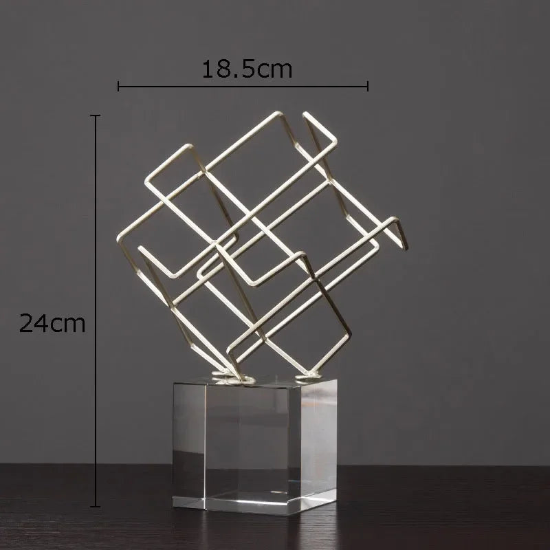 Creative Metal Geometric Ornaments Desk Decoration Ornaments Modern Decor Gold/silver Alloy Crafts Geometric Artwork Statue