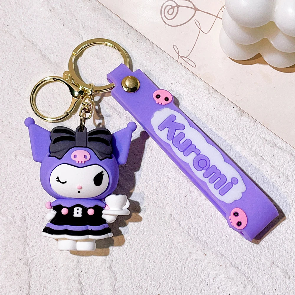 Wholesale Kawaii Sanrio Kuromi Keychain Pvc Doll Key Chain Cartoon Anime Cinnamoroll Bag Pendant Car Keyring Accessories Gift