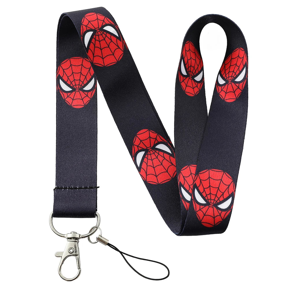 Disney Marvel Spiderman Neck Phone Strap Lanyard Keychain for Wallet Charm Cartoon Lariat Student Chain Anti-lost Decoration