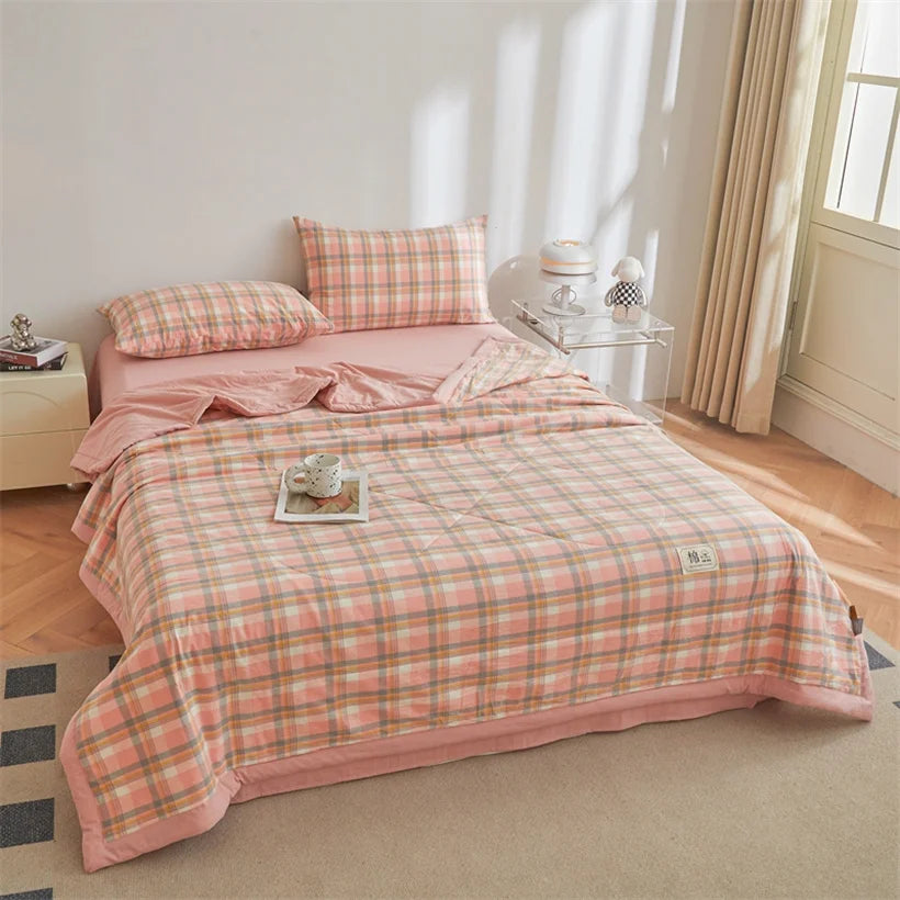Tejesa Summer 100% Cotton Thin Quilt Comforter Soft Air Conditioning Quilt/Duvet/Blanket Lightweight Bed Cover Soft Bedding