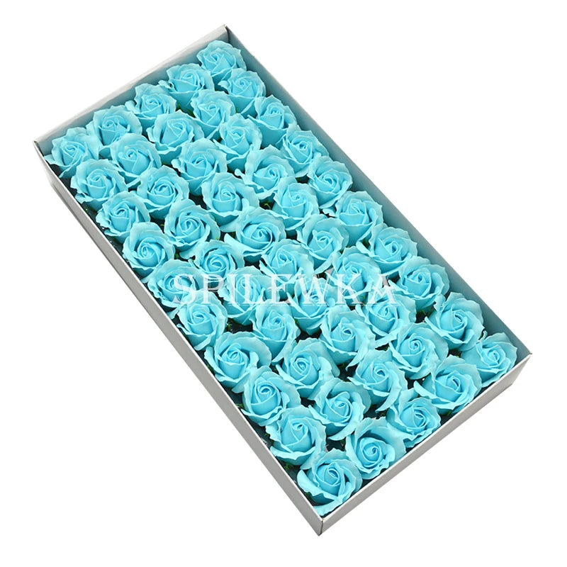 Tejesa 50 Pcs 3-Layer Rose with Curly Petals Fake Flowers Heads Wedding DIY Gift Box Valentine's Day/home/decor