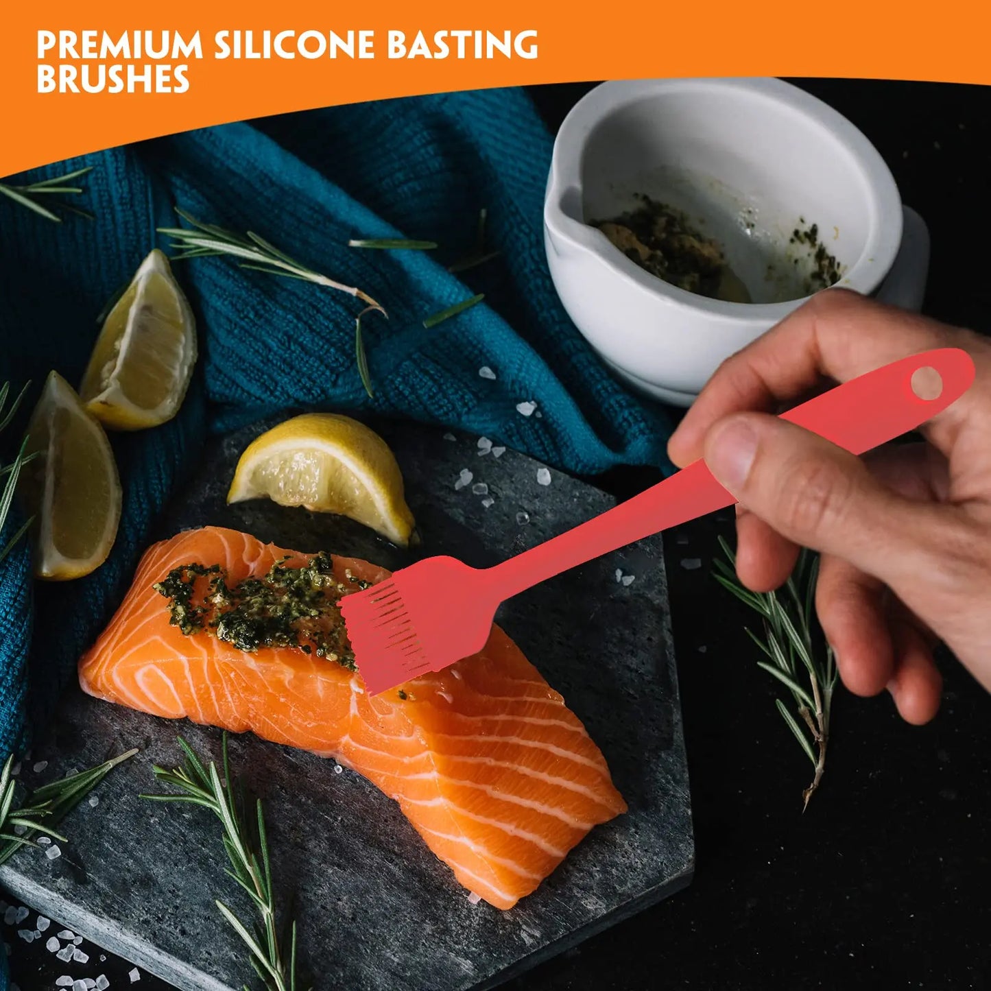 Tejesa 6Pcs Silicone Kitchen Utensils Set Spatula Set Non-Stick Cream Spatula Scraper Spoon Oil Brush Heat Resistant Cooking Tool Set