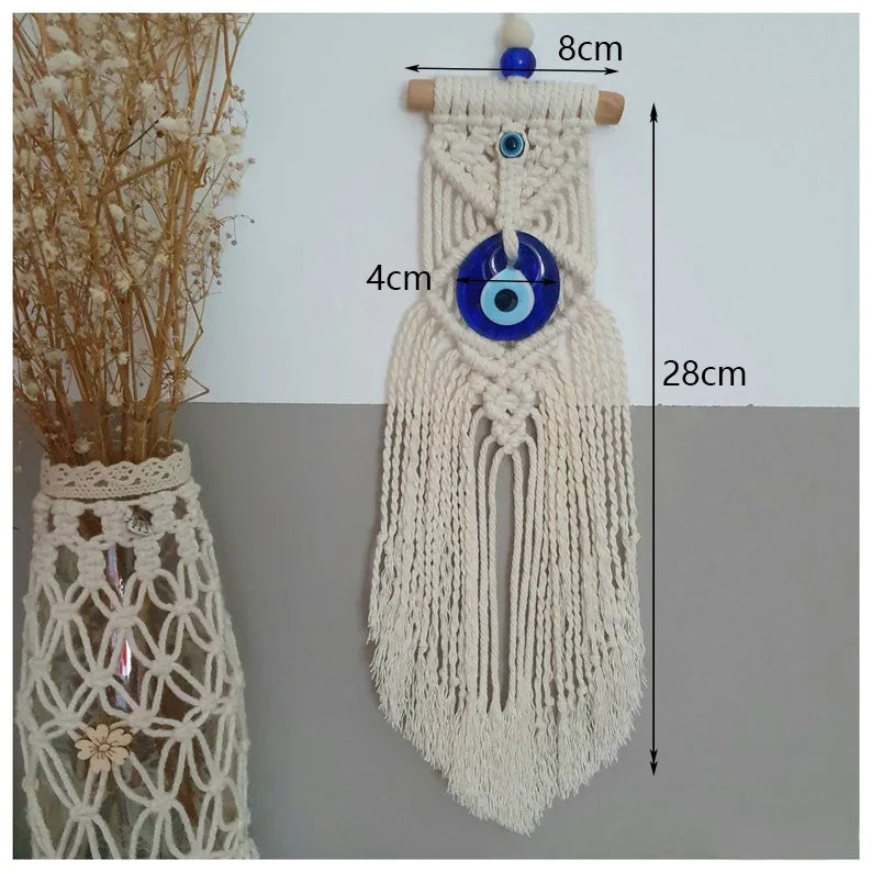 Tejesa Children's Room Decoration with Blue Eyes Pure Handmade Cotton Thread Woven Tapestry Hanging