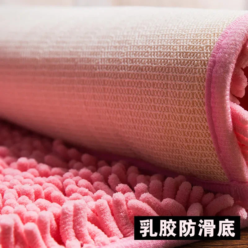 Hemasa Microfiber Chenille Heart-shaped Anti-skid Carpet Peach Heart Mat Bathroom Absorbent Pad Bathroom Mat Set Bath Mats