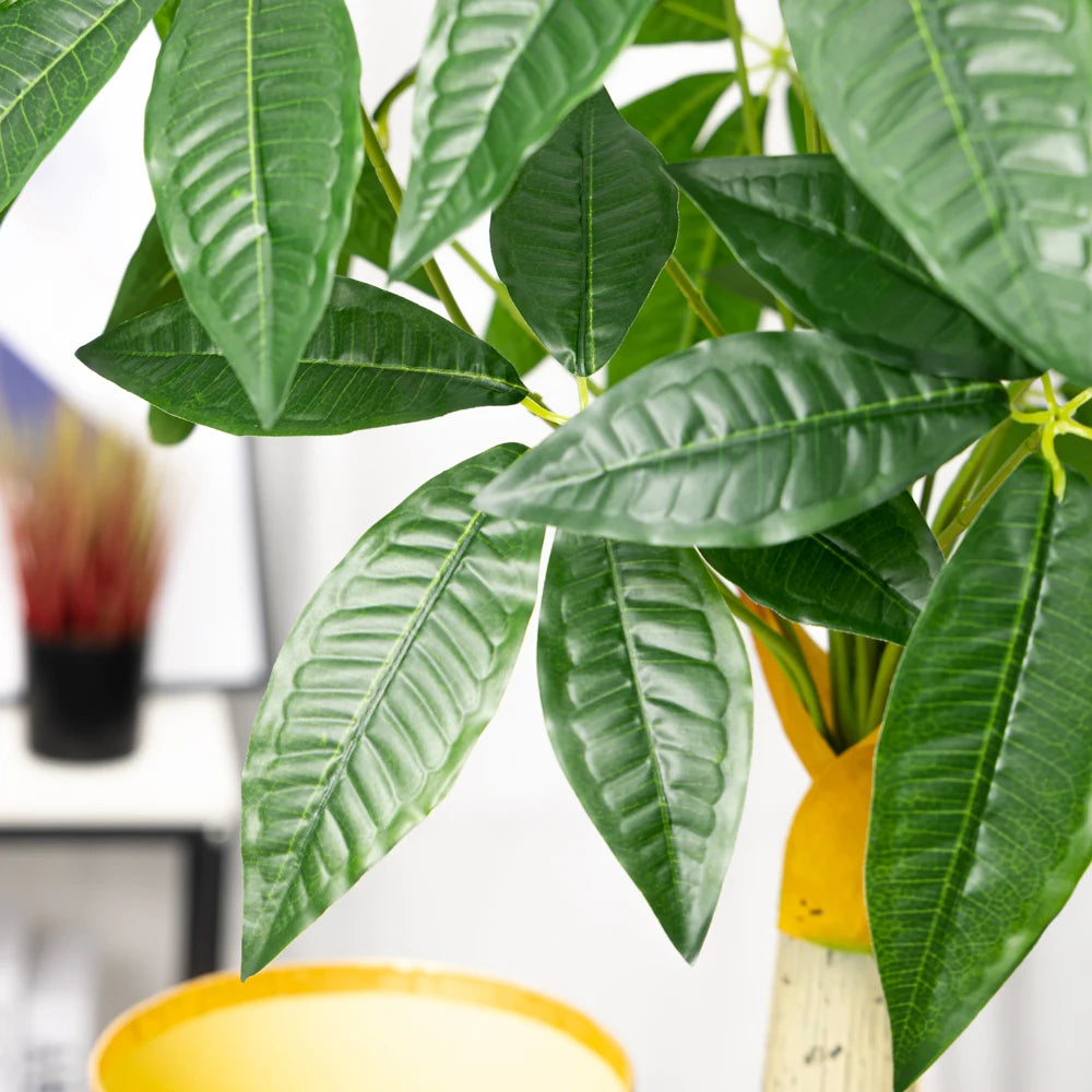 Tejesa 95cm Large Artificial Plants Fake Monstera Tree Plastic Palm Leaves Tropical Green Lucky Tree For Home Garden Outdoor DIY Decor