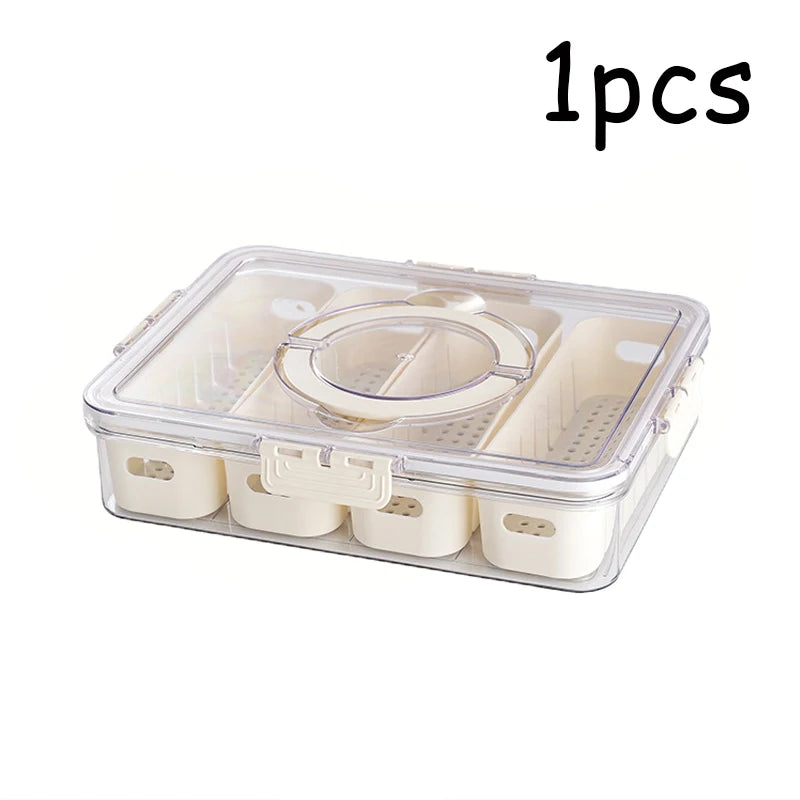 Tejesa 1/2pcs household storage box portable snack fruit box fresh-keeping box spice box cover 8 /4 compartment kitchen.