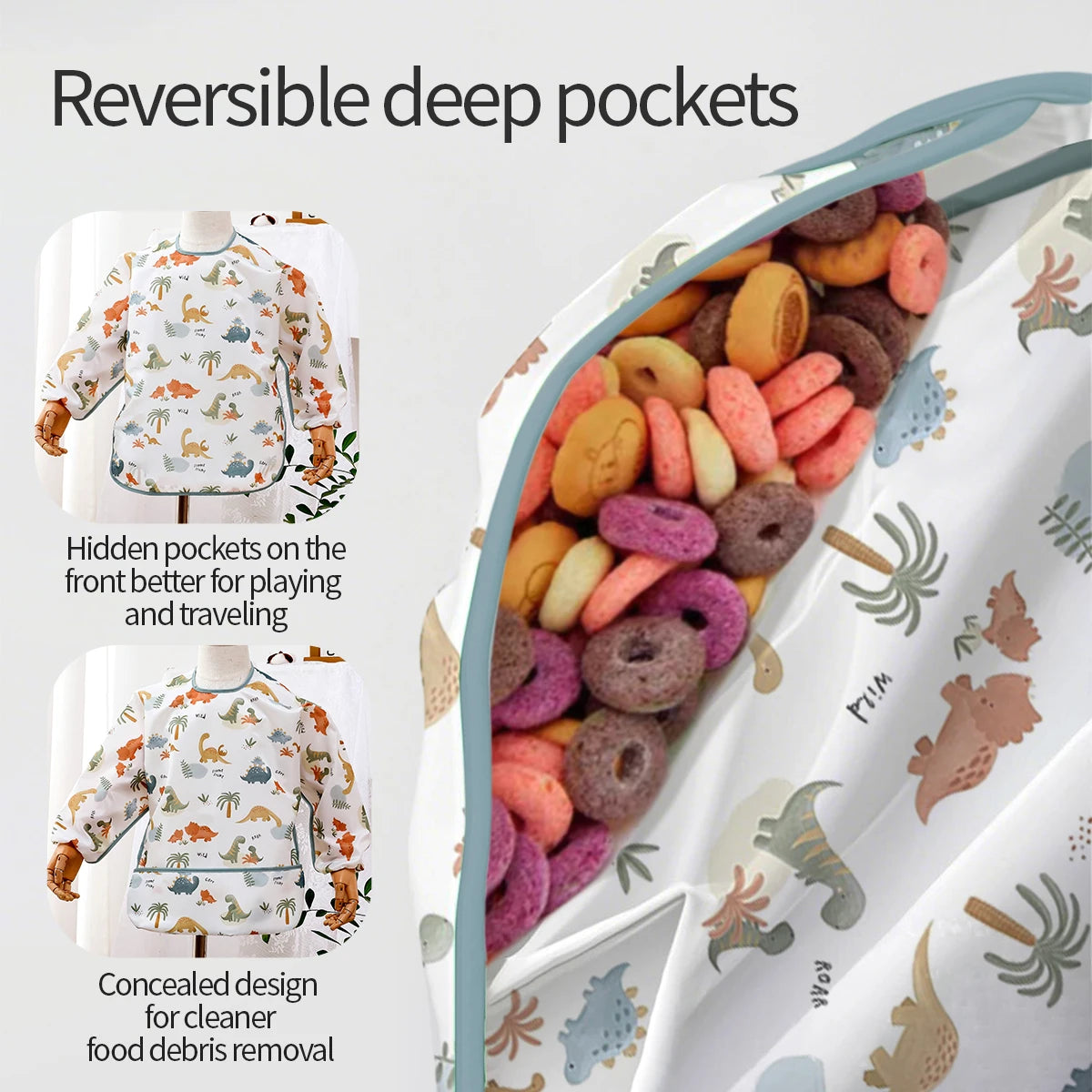 Tejesa Waterproof Baby Long Sleeve Feeding Bib Fashion Full Body Cover