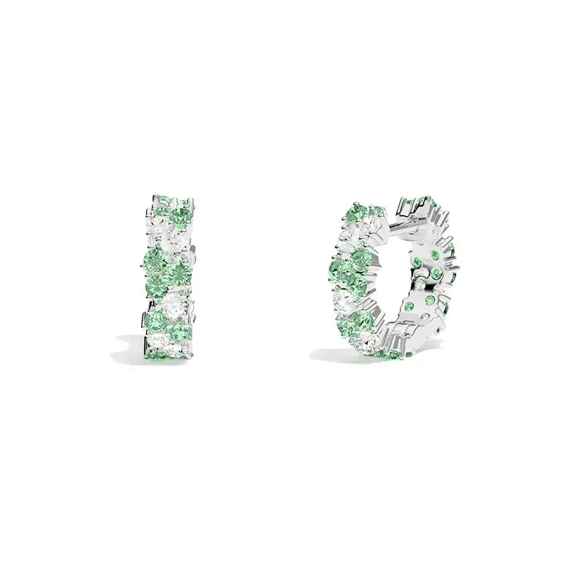 RP  Sterling Silver White Green Pink Circular Ring Earrings Bracelet Necklace Women Luxury Fashion Classic Banquet Jewelry