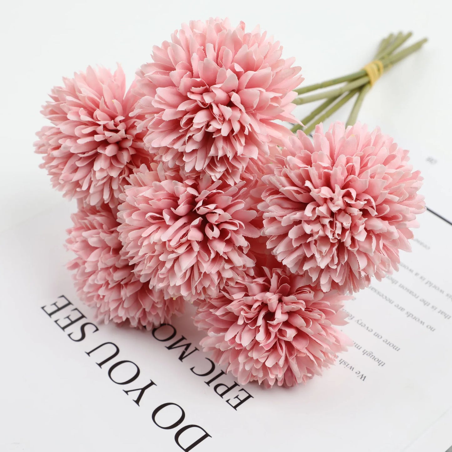 Tejesa 10 Pcs Artificial Flowers Faux Ball Chrysanthemum Bouquet Silk Wedding Bridal Bouquet For Home Garden Party Decoration