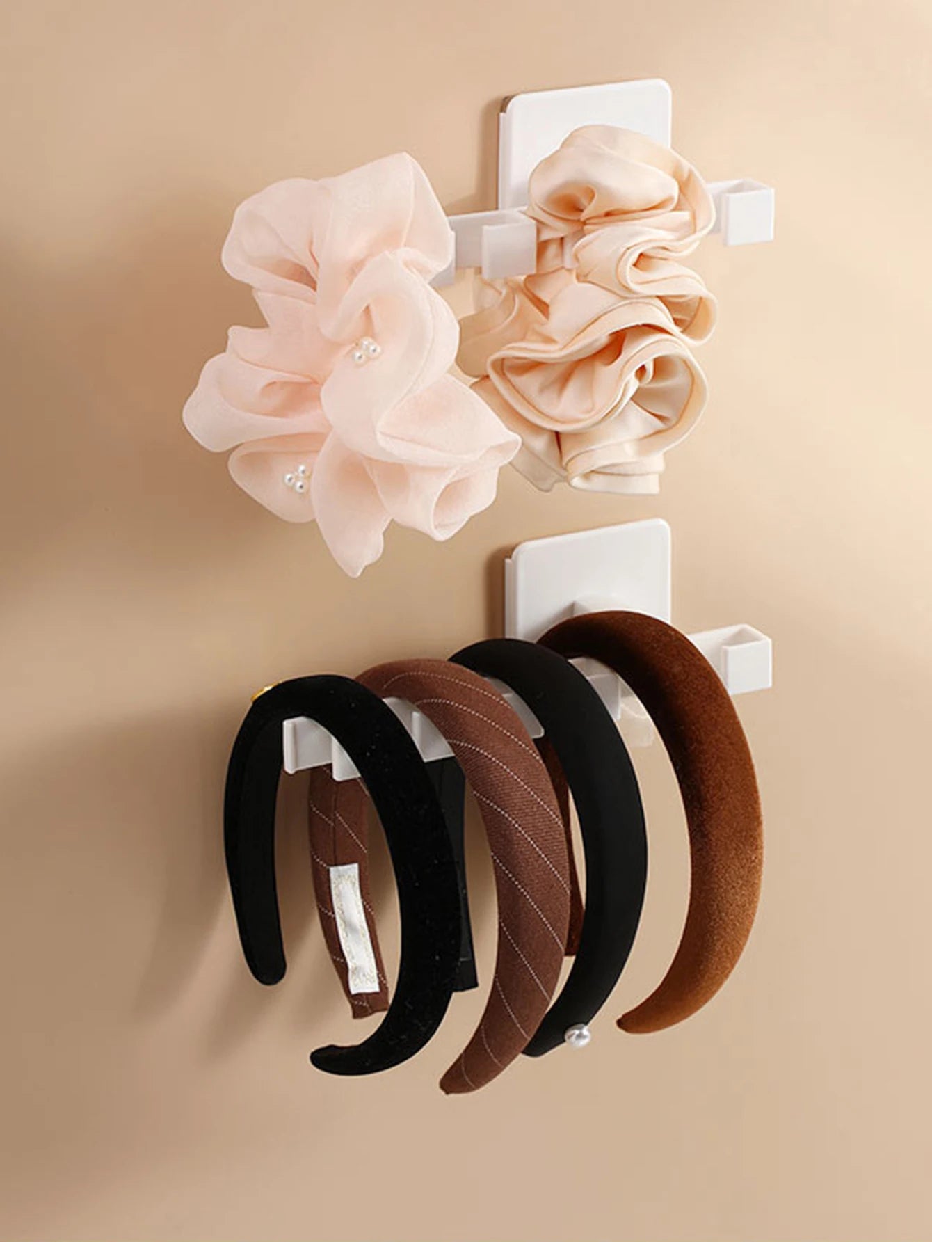 Hemasa 3 pcs Wardrobe hat storage hook, home wall mounted non perforated bag hook, hair accessories storage rack