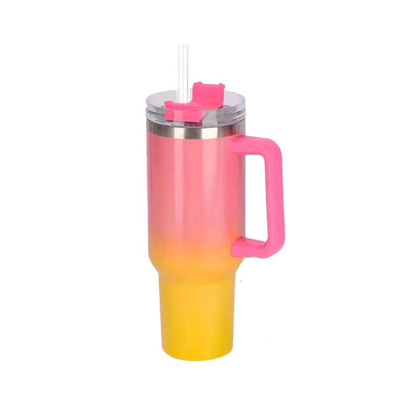 Hemasa 40oz  Stainless Steel Cup Thermal Keeps Cold and Heat Water Bottle with Handle Rainbow Thermal Mug