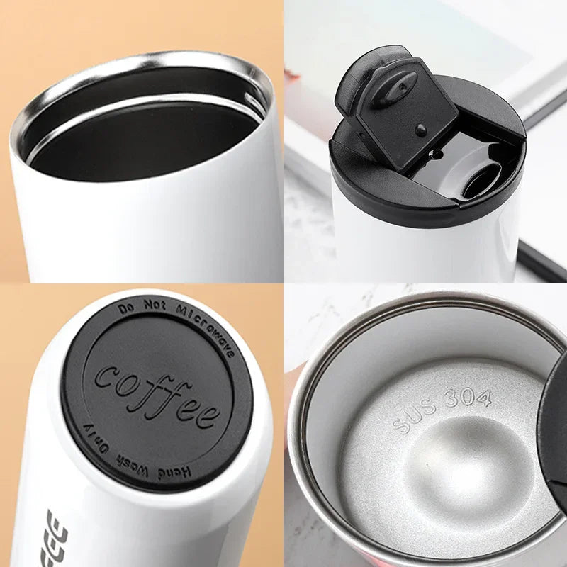 Hemasa Stainless Steel Coffee Mug with Lid /Thermal Cup for Water Cafe Travel Drinkware Insulated Water Bottle 400ml