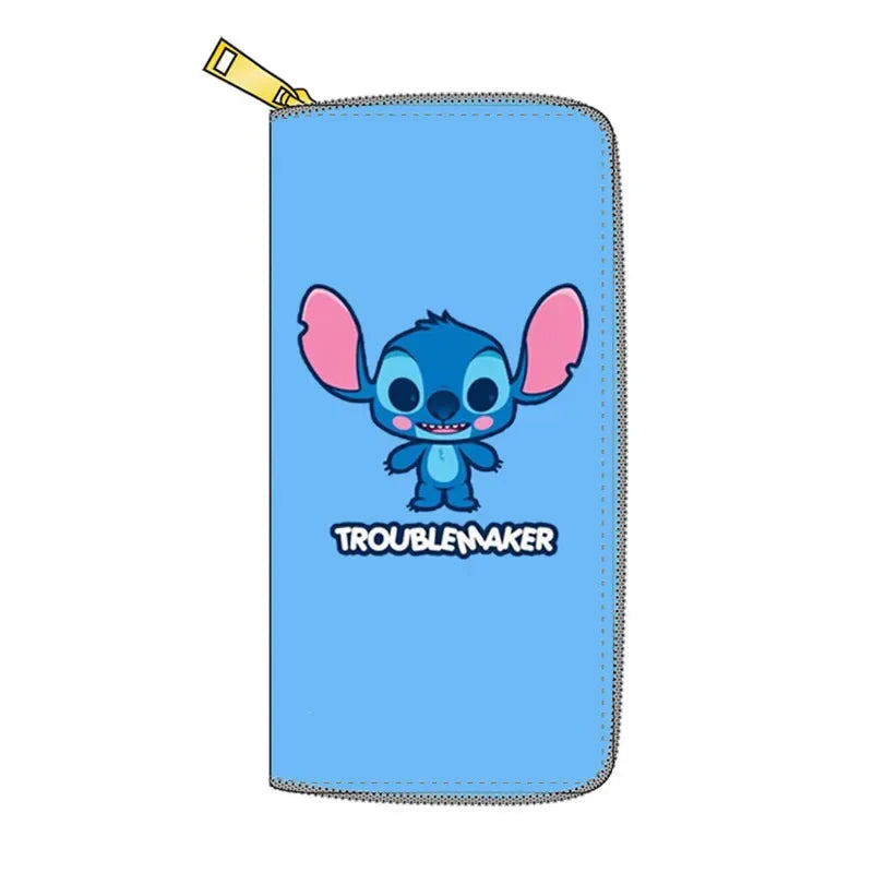 New Disney Fashion Women's  Wallet Stitch Cute Anime Wallet Boys Girls Coin Purse PU Long Zipper Card Holder Clutch Kids Gifts