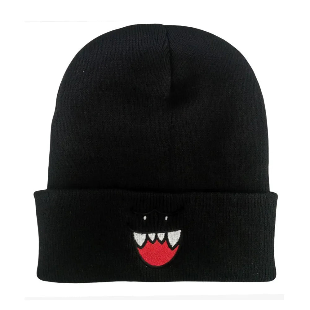 Tejesa Unisex Embroidered Knit Beanie Thickened Fleece Lined Winter Hat /Windproof Thermal Skull Cap For Men Women