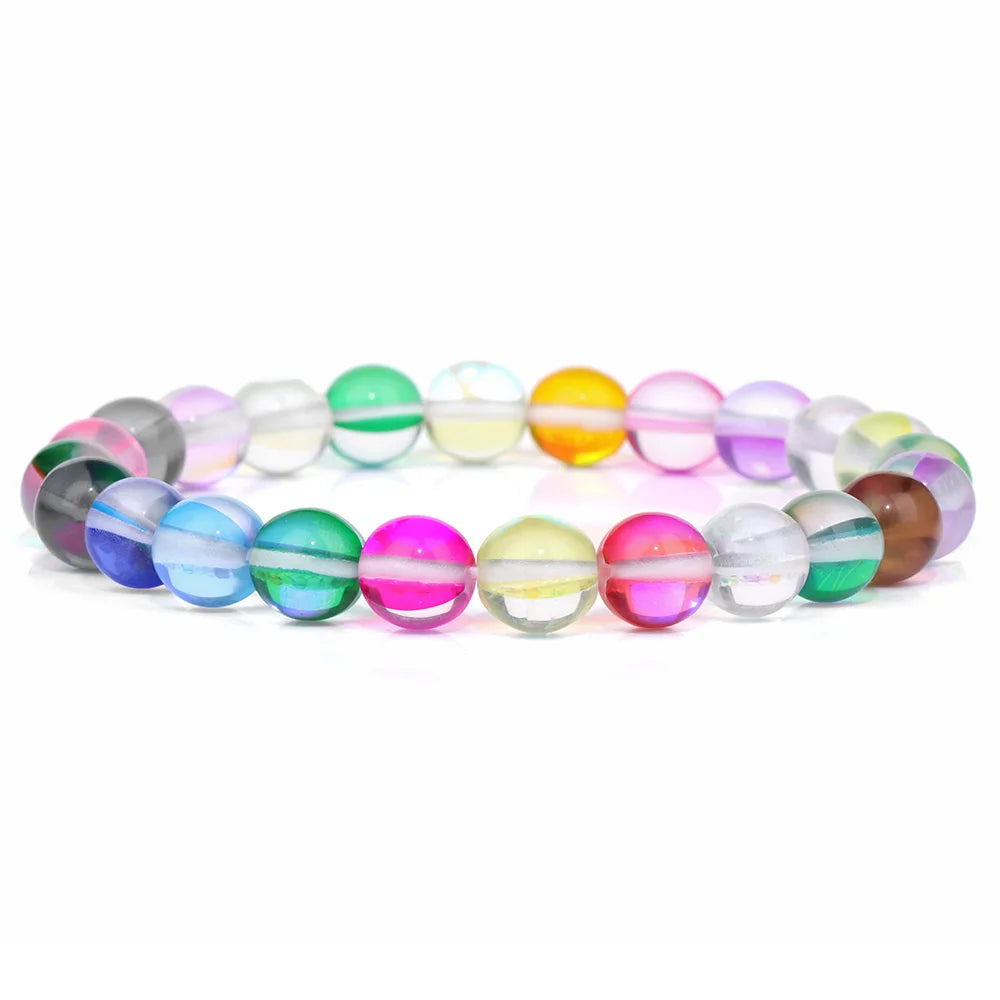 Tejesa Blue Flash Stone Bracelets For Men Crystal Glass Moonstone Couple Bracelets For Women Cat Eye Chalcedony Opal Handmade Bangles