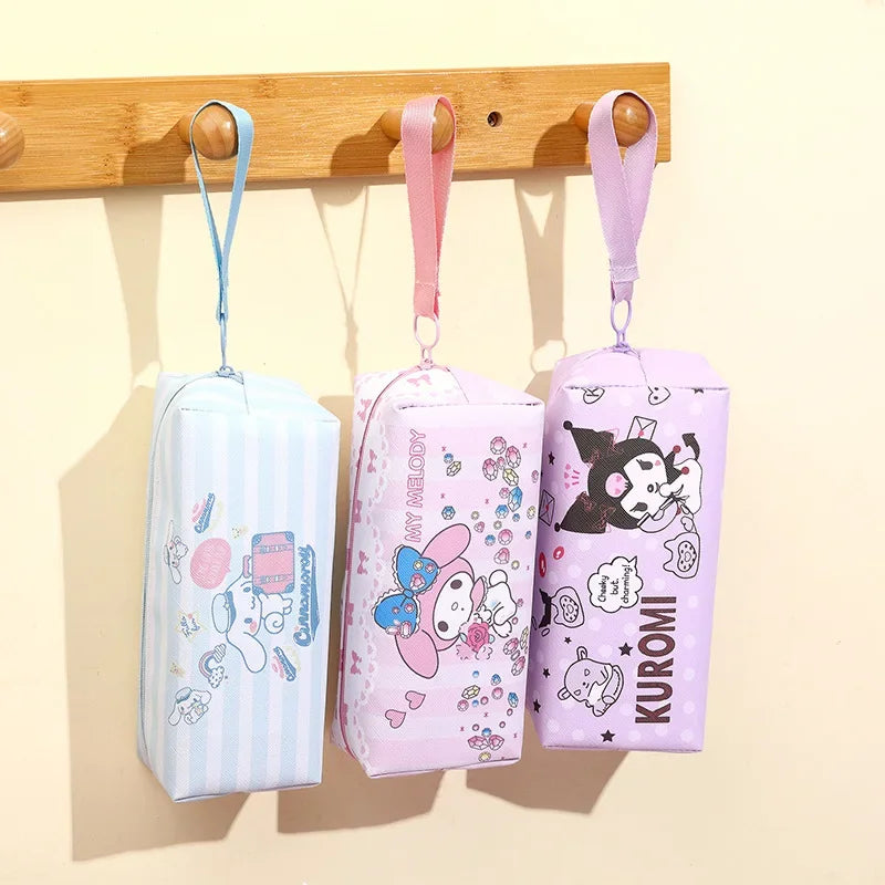 Sanrio Student Pencil Case for Girl Women Cinnamoroll Hello Kitty Kuromi Melody Storage Bag Waterproof Portable Cosmetic Bag