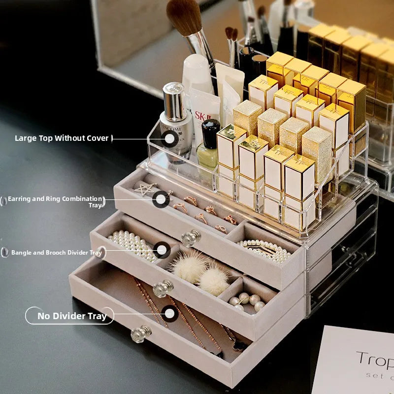 Three-Layer Desktop Jewelry Box Cosmetic Storage Rack Earring Display Stand Watch Pin Display Stand Multi-Purpose Plastic Sto...