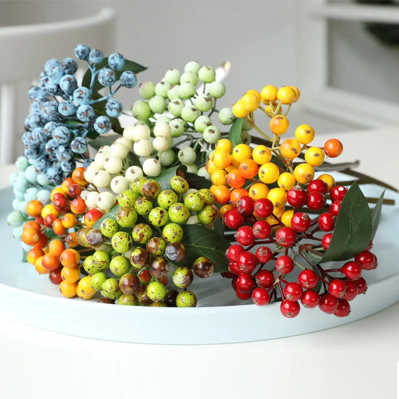 YeeNanee 10pcs Christmas Red Berries Stem Artificial Blueberry for DIY Crafts Xmas Home Party Table Centerpieces Vase Decoration