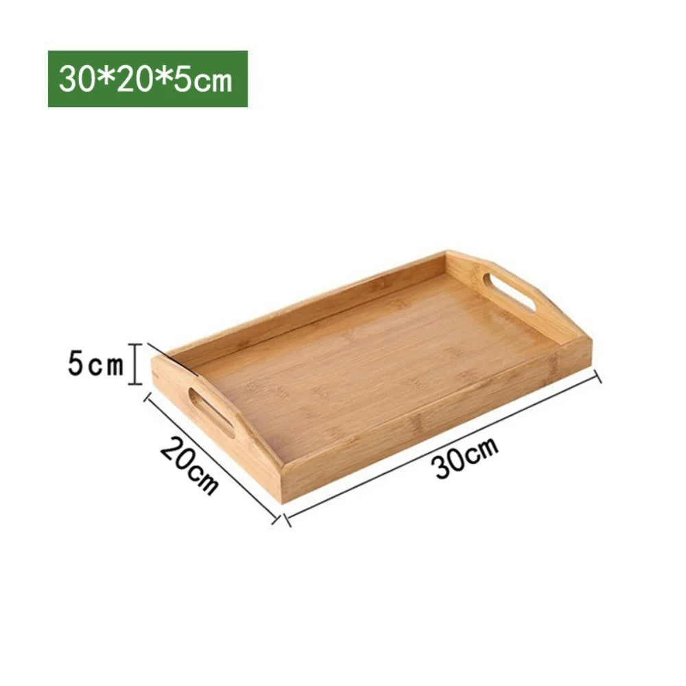 New Rectangular Bamboo Storage Tray Retro Solid Wood Storage Plate Household Tea Tray Water Cup Plate Home Kitchen Supplies