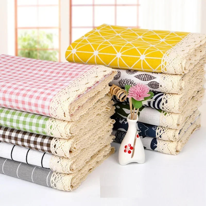 Tablecloth, Washable Cotton Linen Fabric Tassel Table Cloth Dust-Proof Embroidery Table Cover for Kitchen Dinning Farmhouse
