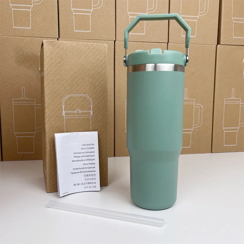 For Stanley 30oz Tumbler With Handle Leopard Tumbler With Straw Lids Stainless Steel Coffee Termos Cup Car Mugs Vacuum Cup