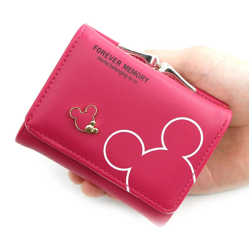 Hemasa  Mickey Mouse Wallet for Women's /PU Leather Coin Purse Woman Mini Short Wallets Girls