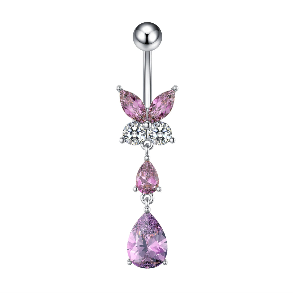 1pc Dragon Butterfly Flower Heart Belly Button Rings Blue Pink Crystals Zircon Dangled Navel Belly Piercing Nombril for Women