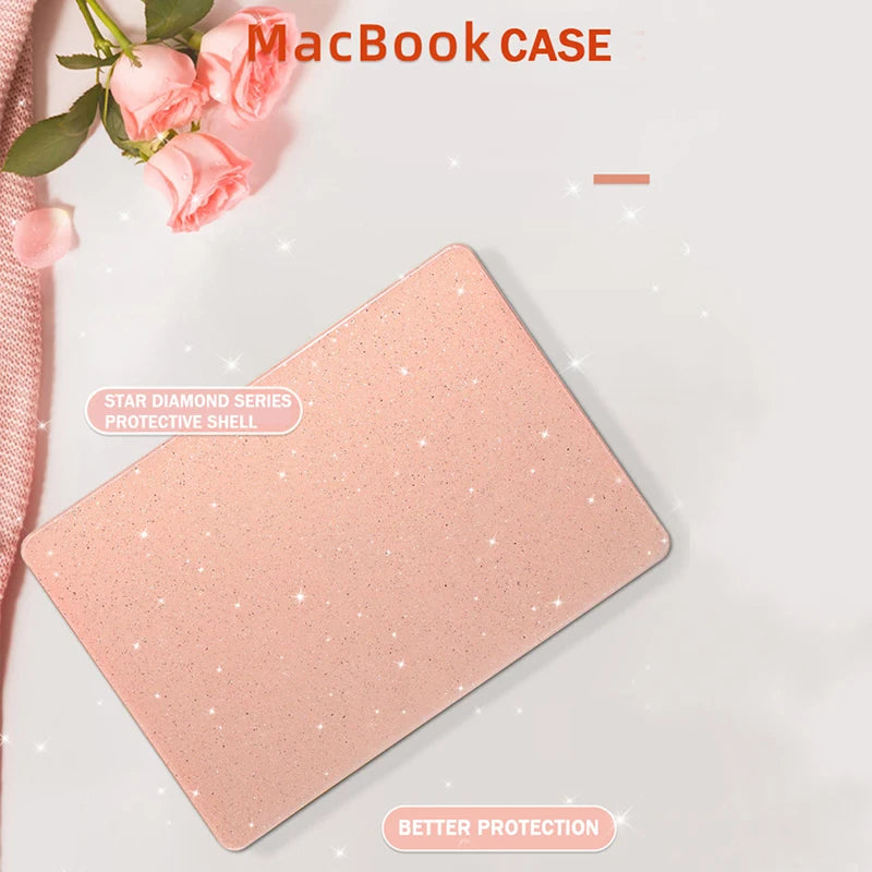 Hemasa Glitter Laptop Case for Macbook Air 13 Case M3 M2 M1 Chip New Air15 M3 Max Cover for Macbook Pro 13 A2338 A2251 Candy Skin Shell