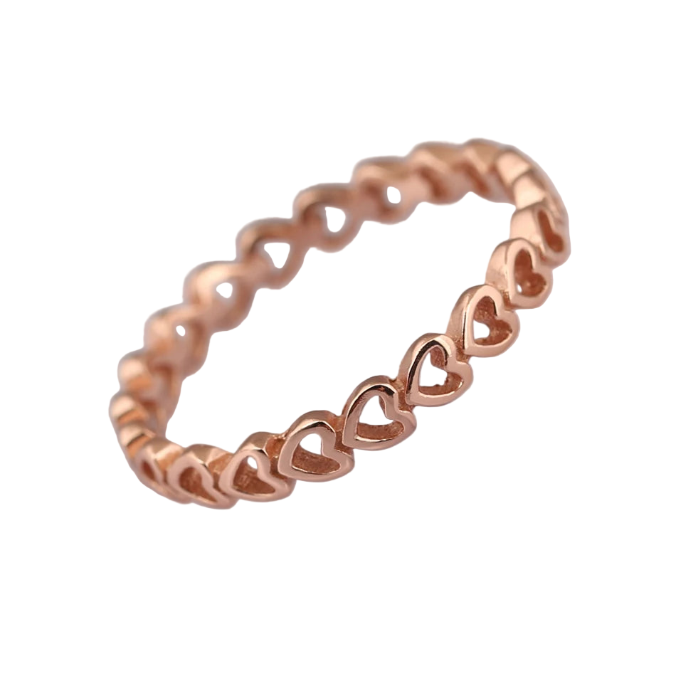 Hemasa Linked Hearts Ring Girl Lady Gift Rose Gold Colour