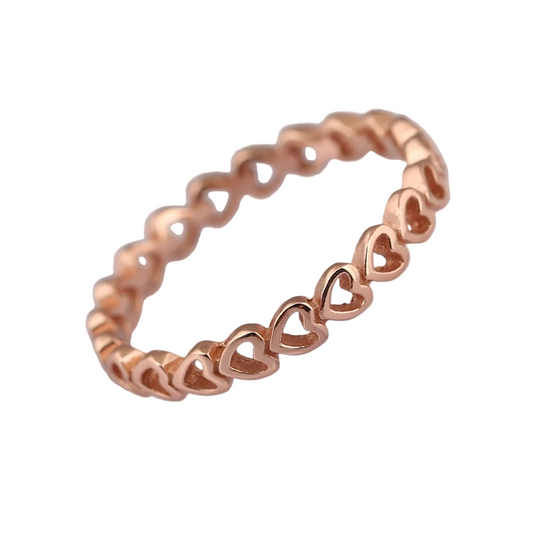 Hemasa Linked Hearts Ring Girl Lady Gift Rose Gold Colour