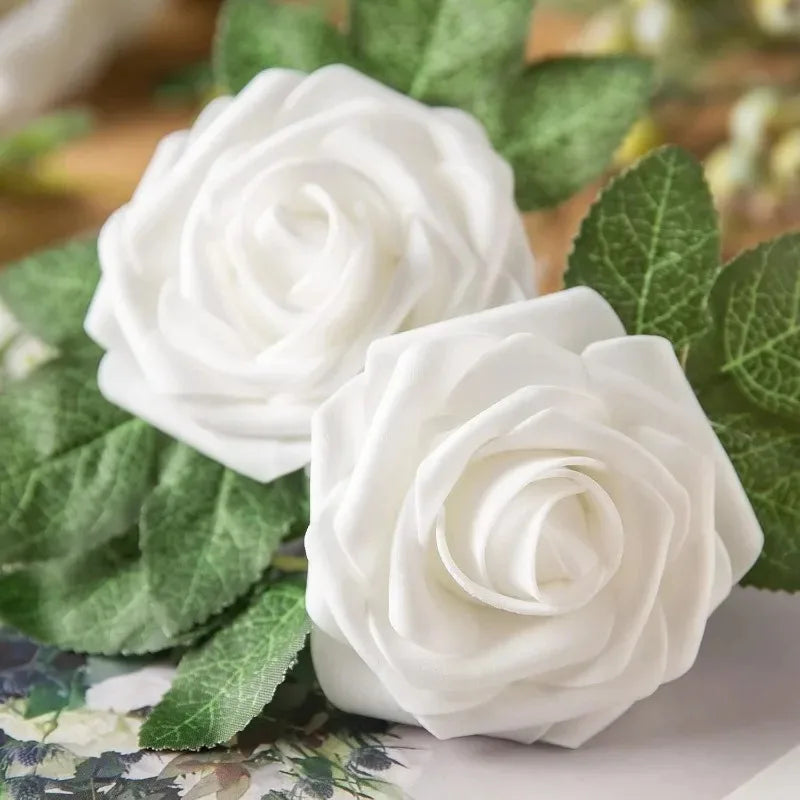 5-60pcs Artificial PE Foam Rose Flower Heads Bride Bouquet Flower for Home Wedding Party Table Decoration DIY Scrapbook Supplies