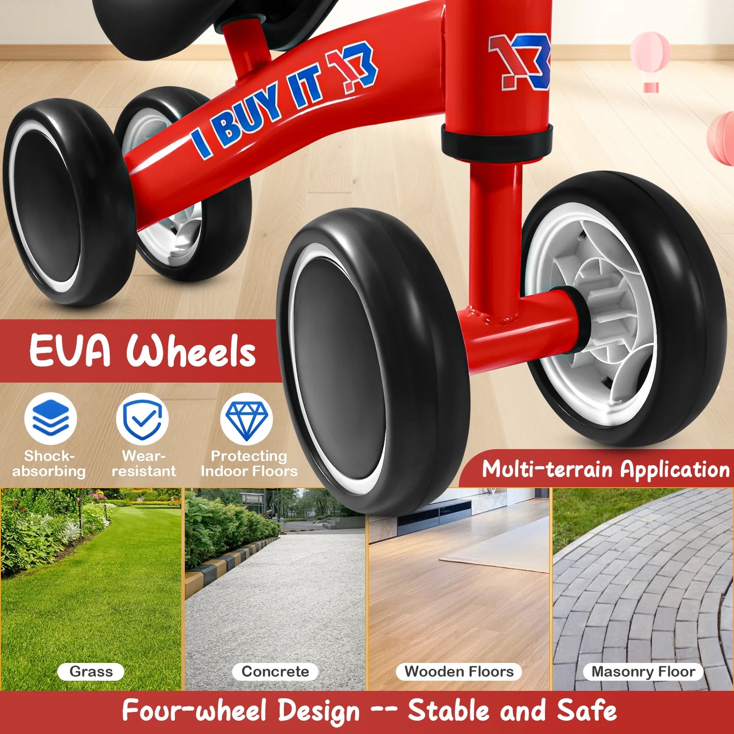 Baby Balance Bike, No Pedal Toddler Balance Bike, Lightweight Ride on Toys for Kids, Children's First Bike Training Bicycle