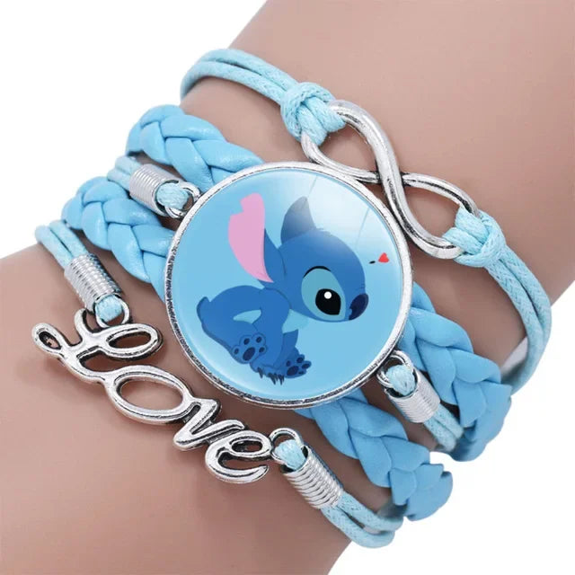 New Disney Lilo & Stitch Cartoon Bracelet Anime Figure Stitch Soft Leather Wristband Accessories Girls Kids Cute Jewelry Gifts
