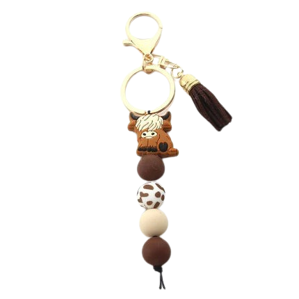 Hemasa  New Cartoon Silicone Cowboy Bead Pendant Keyring for women