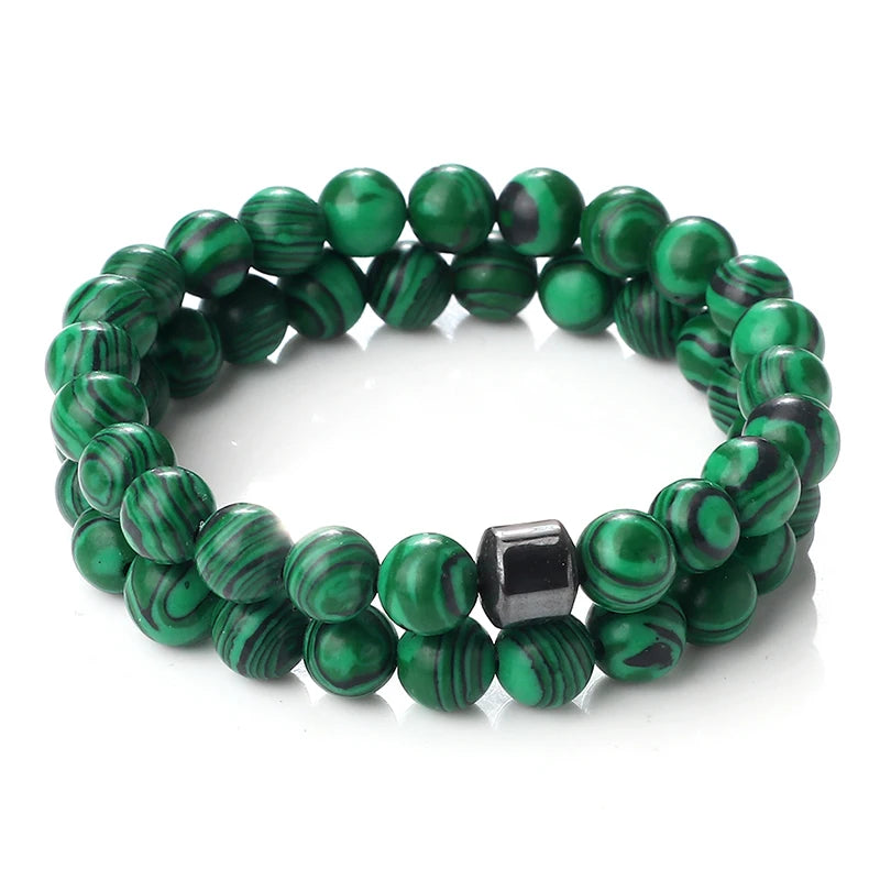 Hemasa Malachite Beads  8mm Natural Lava Stone Bracelets for  Women